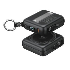 10,000mAh Power Bank with Built-In USB-C Cable, USB-C Port, Wireless Charging & Stand