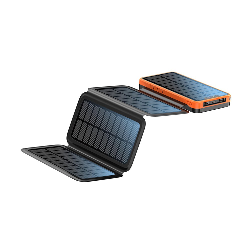 20000mAh Solar Power Bank, 4-Port Portable Charger with 3 Charging Modes, 4 LED Light Modes, Dual USB & USB-C Fast Charging for Outdoor Camping, Travel, and Emergency