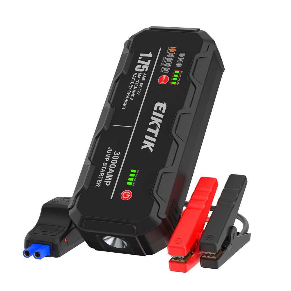 20000mAh Jump Starter, 3000A Peak Car Battery Booster Power Pack with 1.75A 6V/12V Maintenance Charger, 12V Portable Battery Charger for 8L Gas/7L Diesel Engines, Extreme Temperature Resistant, USB-C/USB-A Power Ban